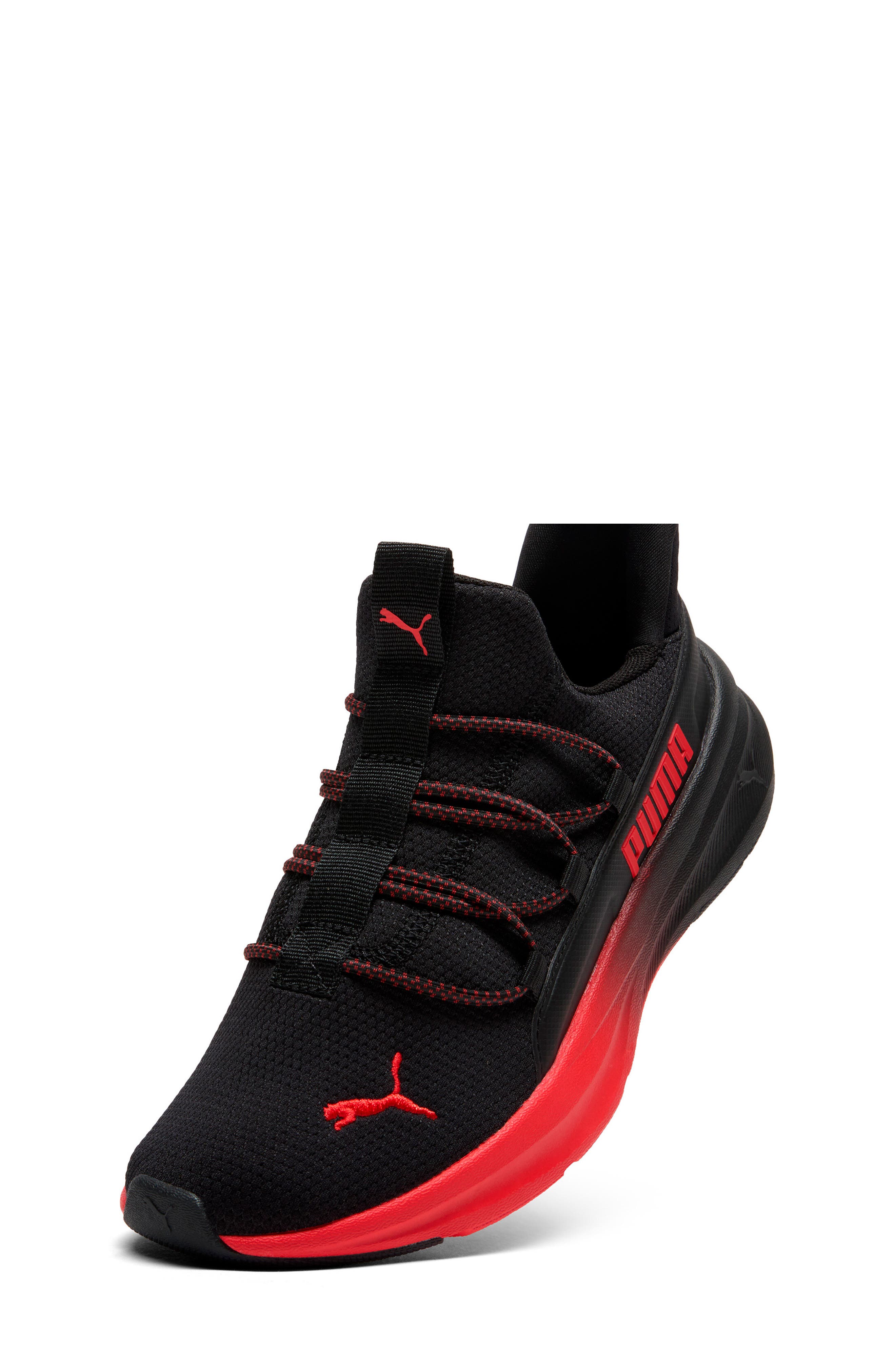PUMA Kids' One4All 2.0 Pull-On Running Sneaker, Alternate, color, Puma Black/ For All Time Red