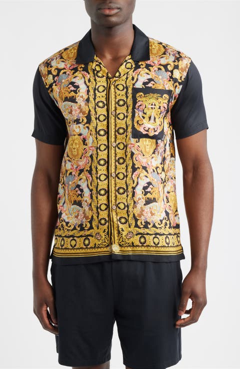 Baroque Print Camp Shirt