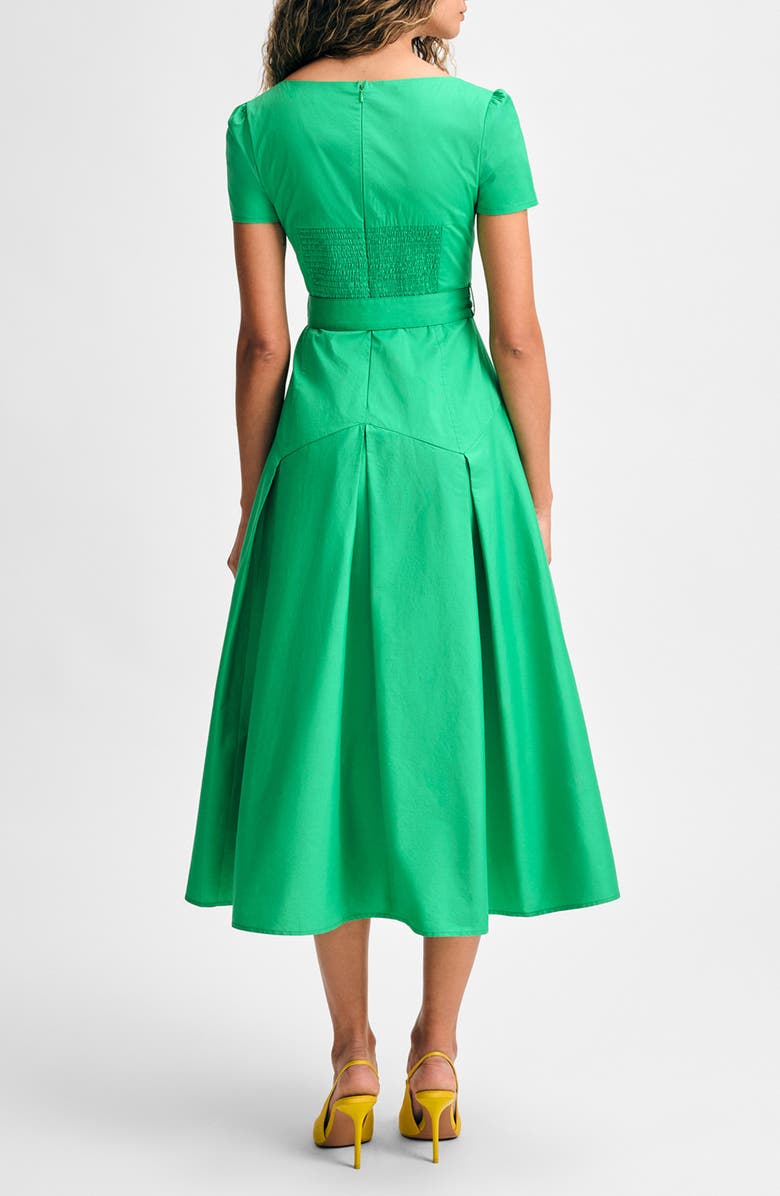 Isaac Mizrahi New York Pleated Belted Fit & Flare Midi Dress, Alternate, color, Vintage Kelly