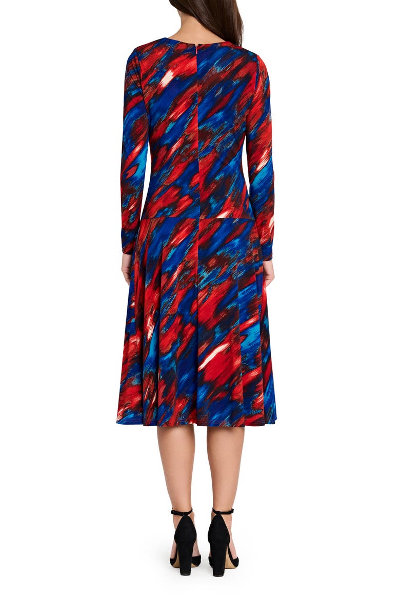 Ruched Long Sleeve Dress, Alternate, color, RED BLUE