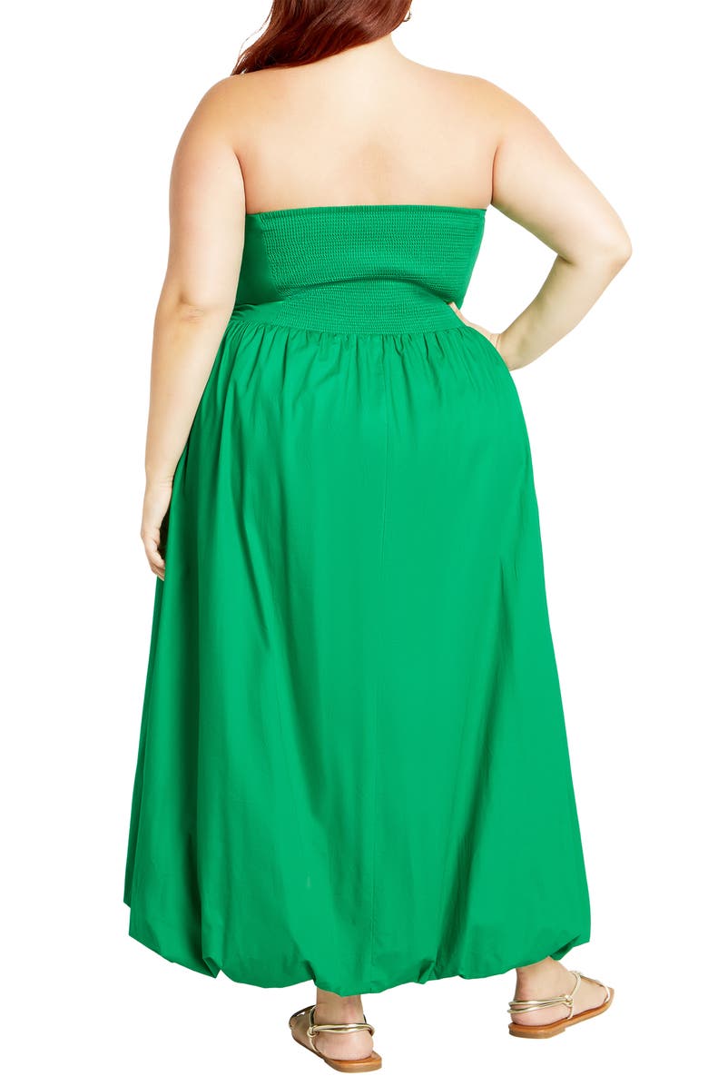 City Chic Alina Strapless Bubble Hem Maxi Dress, Alternate, color, Bright Green