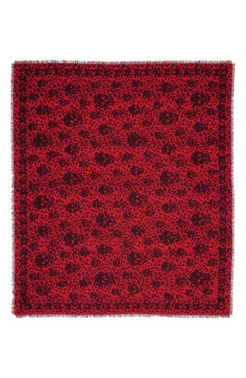 Leopard Skull Wool Fringe Scarf