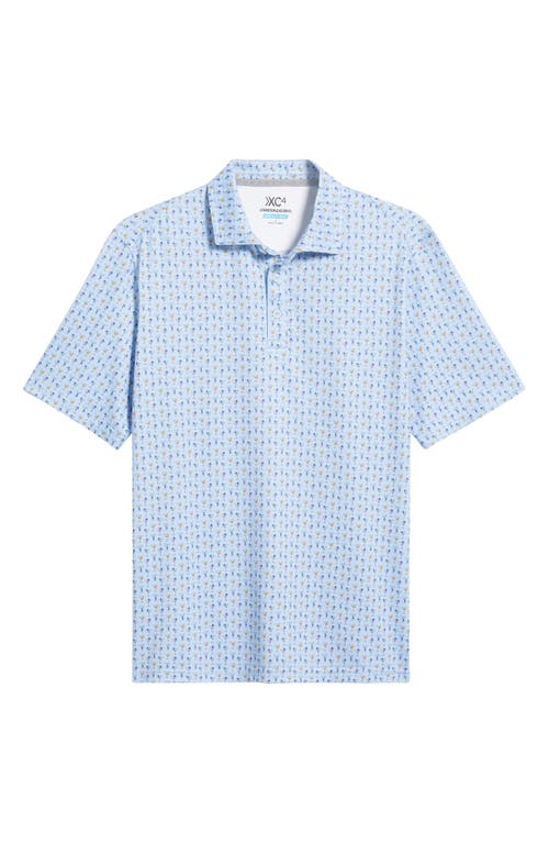 Johnston & Murphy Xc4® + Cool Degree™ Mini Martini Print Performance Golf Polo In Blue Multi