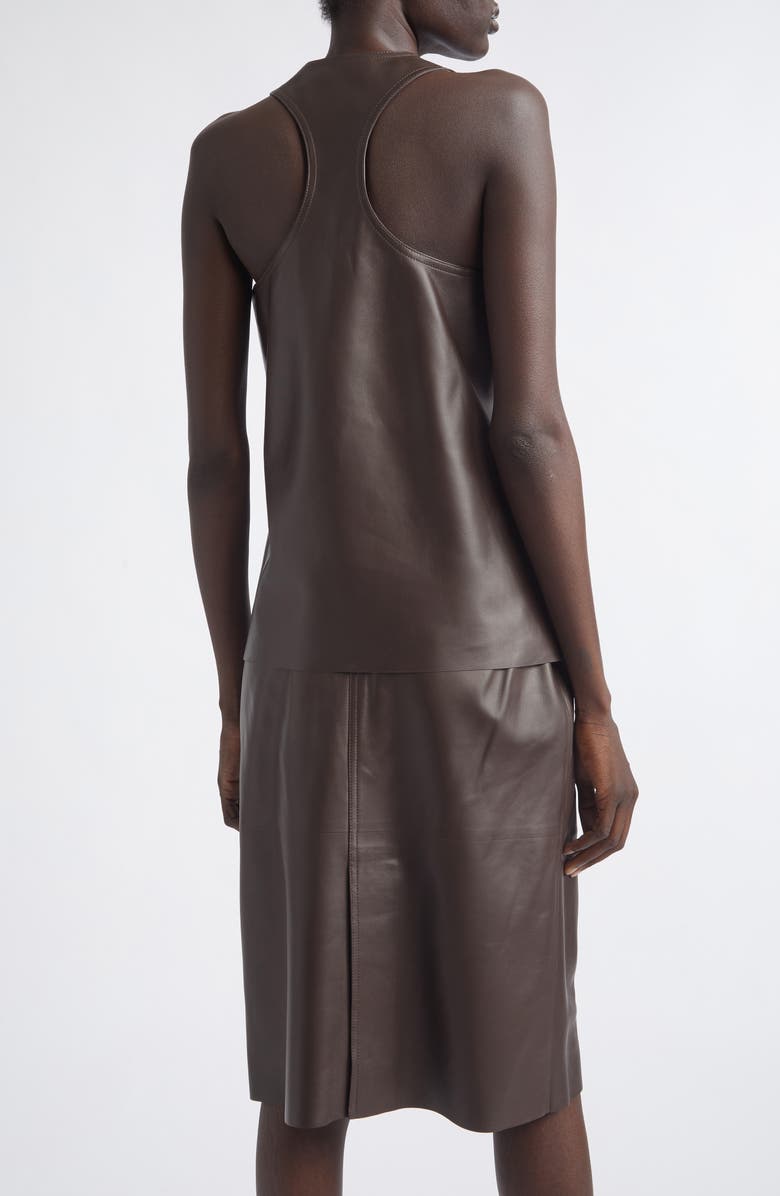 FERRAGAMO Racerback Napa Leather Tank, Alternate, color, Expresso