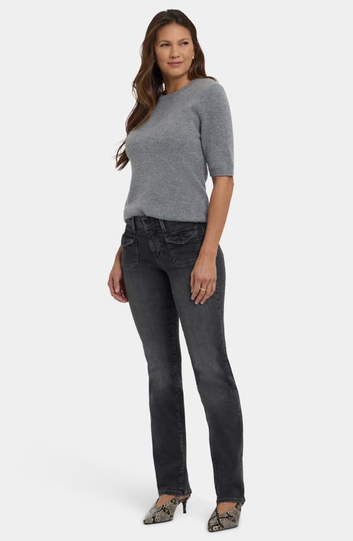 Nydj Marilyn Flap Pocket Straight Leg Jeans In Black