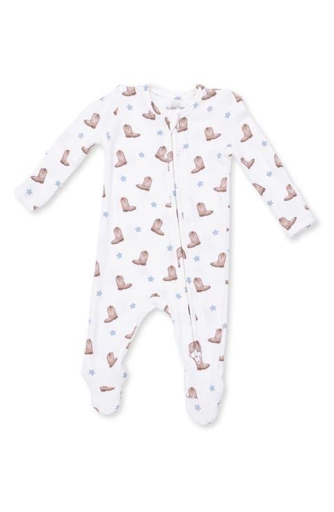Mini Cowboy Boots Rib Two-Way Zip Footie
