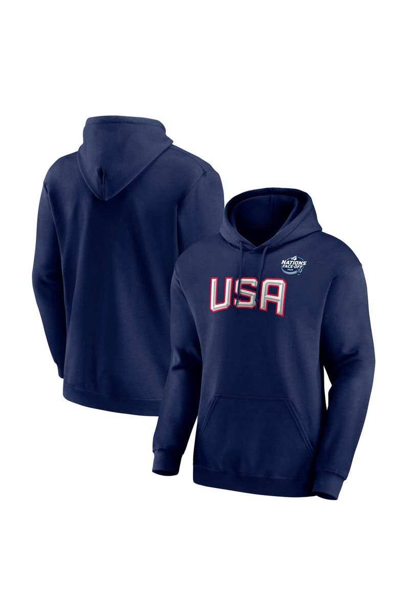 FANATICS Men's Fanatics Navy USA 2025 4 Nations Face-Off Fleece Pullover Hoodie, Main, color, 
