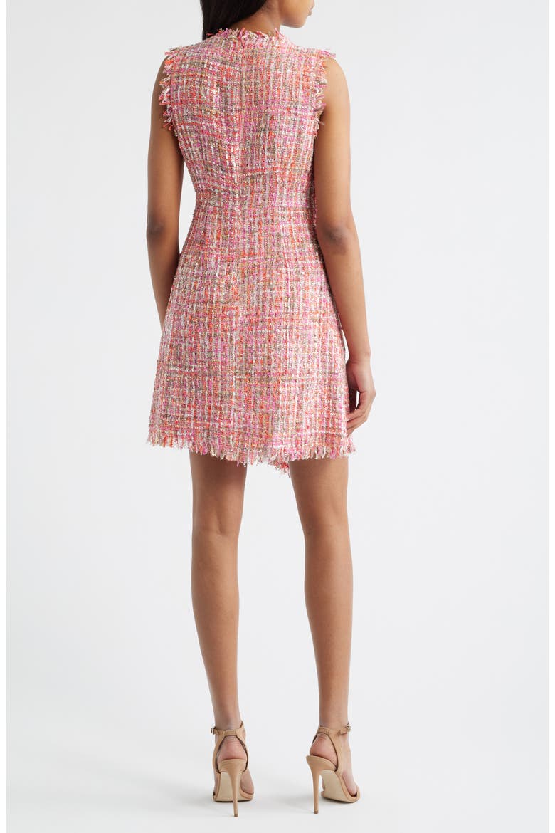 Pleat Detail Bouclé Dress, Alternate, color, PINK MULTI