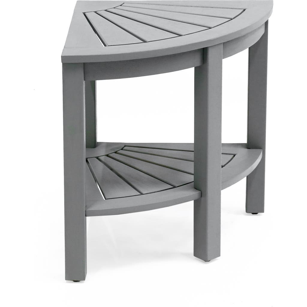 Jonathan Y Maris 18" Classic Coastal Solid Acacia Wood Indoor/outdoor Corner Shower Bench With Shelf In Gray