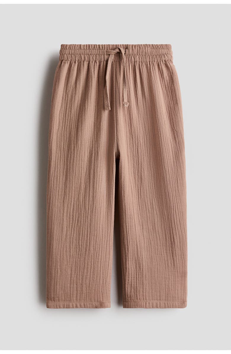 H&M Cotton Muslin Joggers, Main, color, Light Brown