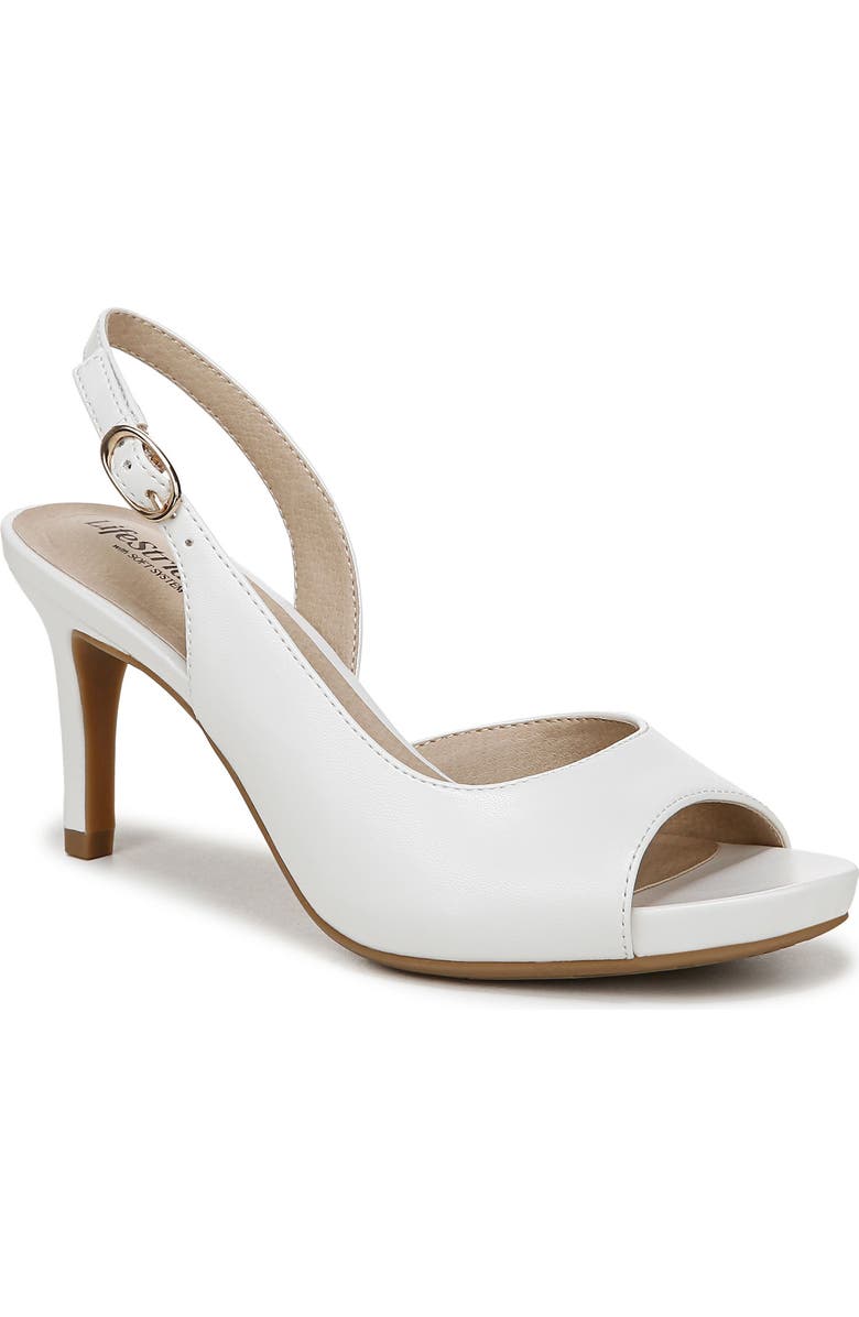 LifeStride Teller Slingback Peep Toe Pump - Wide Width Available, Main, color, White