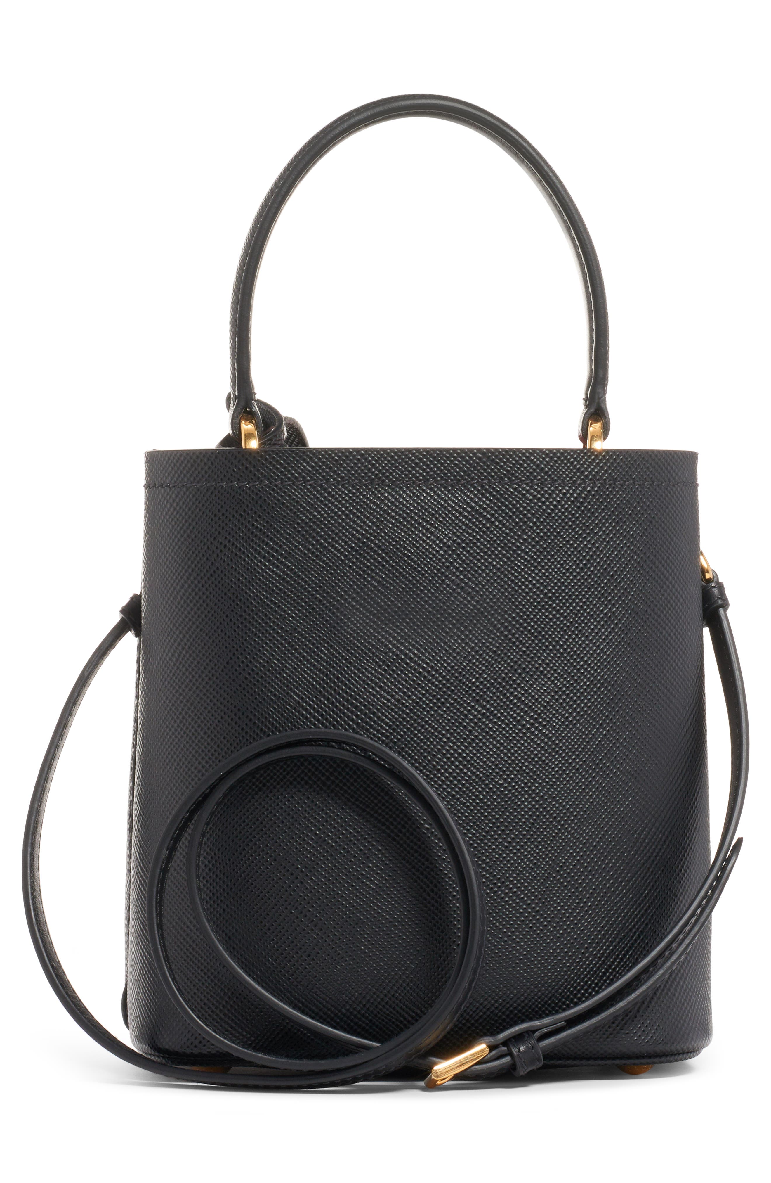 Prada Small Saffiano Leather Bucket Bag, Alternate, color, 