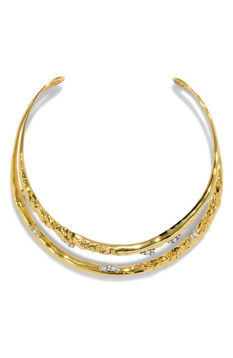 Brut Crystal Thorned Open Collar Necklace