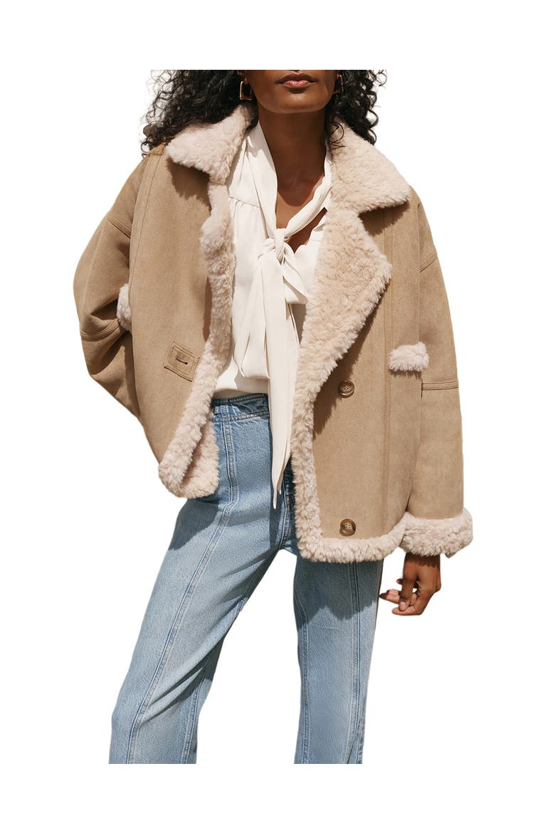 Faux Fur Lined Reversible Jacket, Main, color, Camel