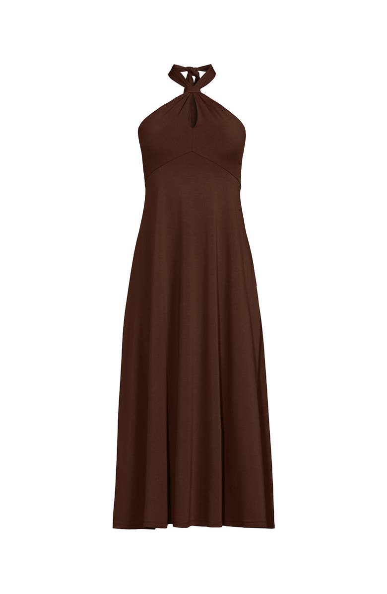 Lands' End Cotton Modal Halter Midi Dress, Alternate, color, Tree Bark