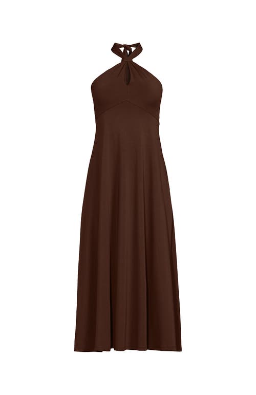 Lands' End Cotton Modal Halter Midi Dress In Brown