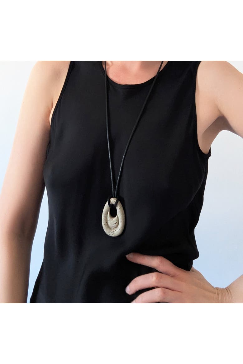 Ripple Concrete Necklace, Alternate, color, Natural Terrazzo