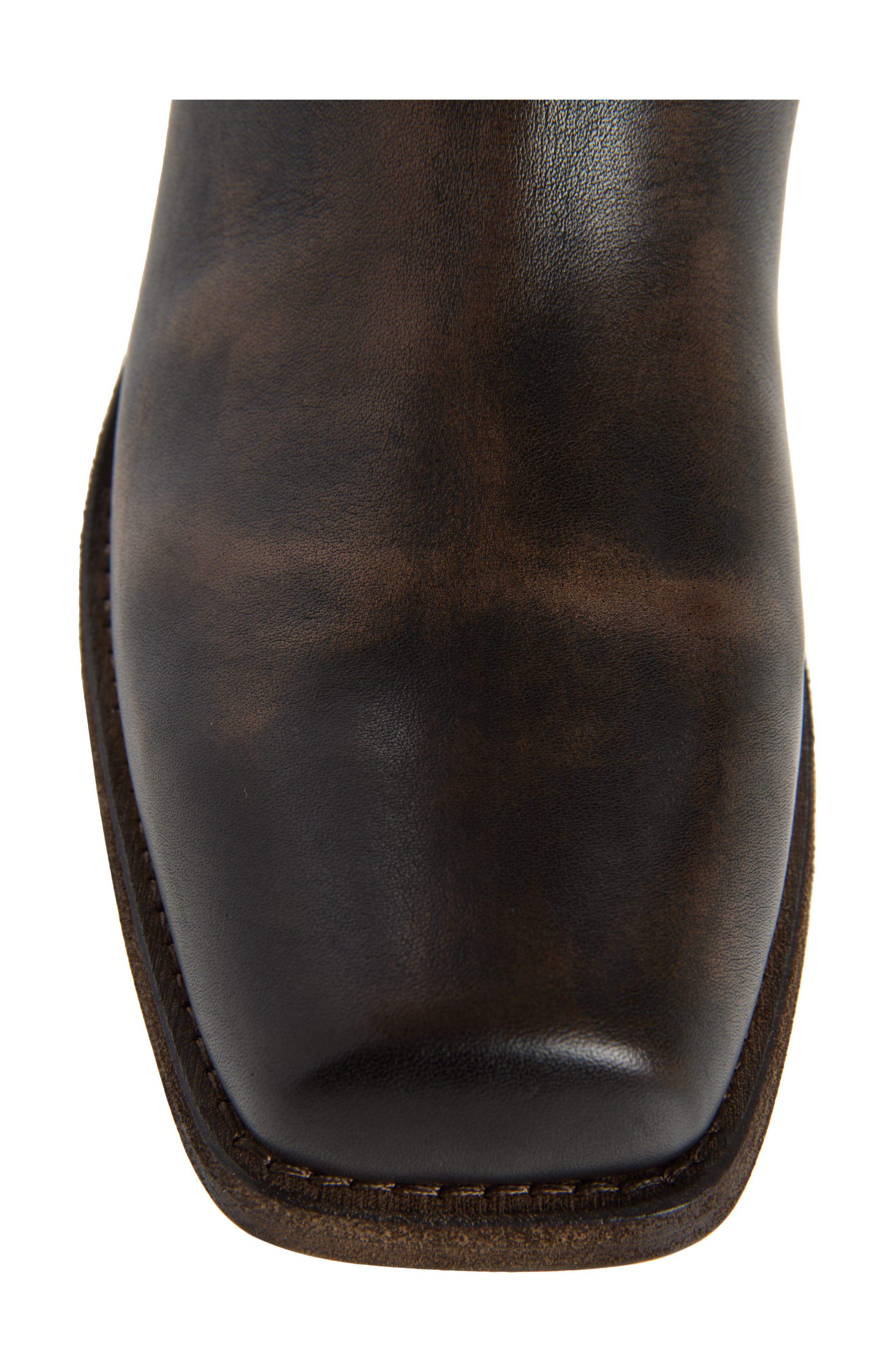 Biker Square Leather Boot, Alternate, color, TABACCO/ BROWN