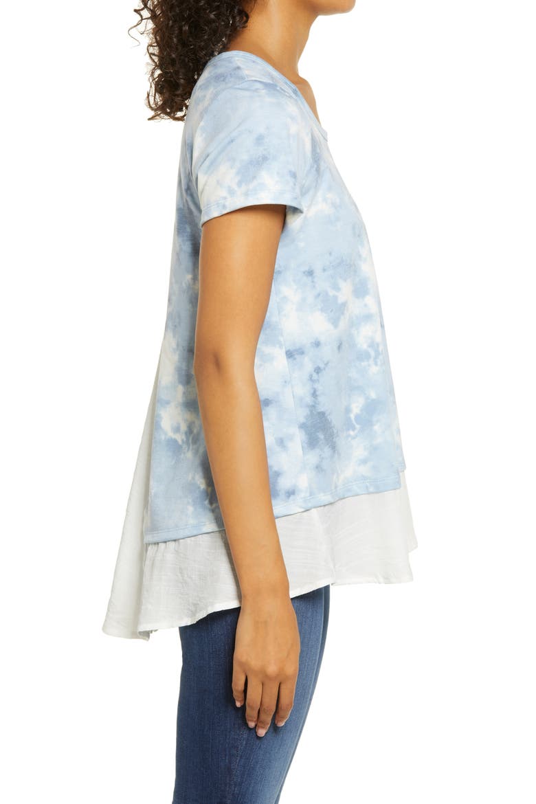 Mixed Media Top, Alternate, color, BLUE TIE DYE