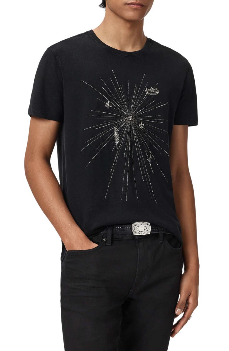 John Varvatos Eye & Element Embroidered Graphic T-Shirt, Main, color, Black