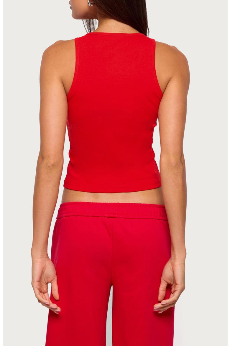 Francie Crop Stretch Cotton Rib Tank, Alternate, color, RED