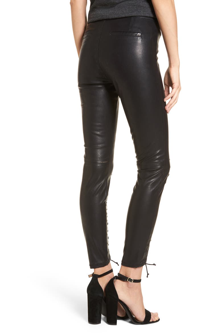 Lace-Up Faux Leather Pants, Alternate, color, EASY STREET