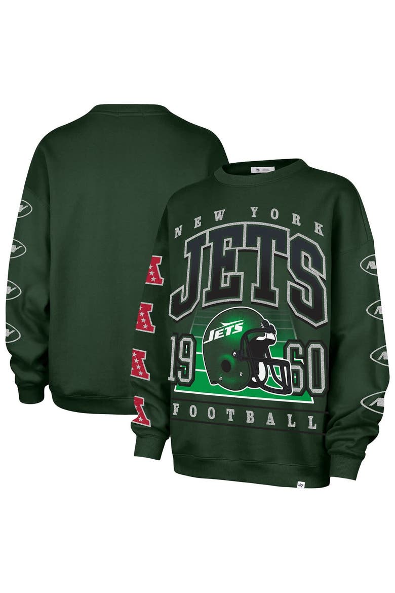 Women's '47  Green New York Jets Go Big Oversized Pullover Sweatshirt, Alternate, color, Green