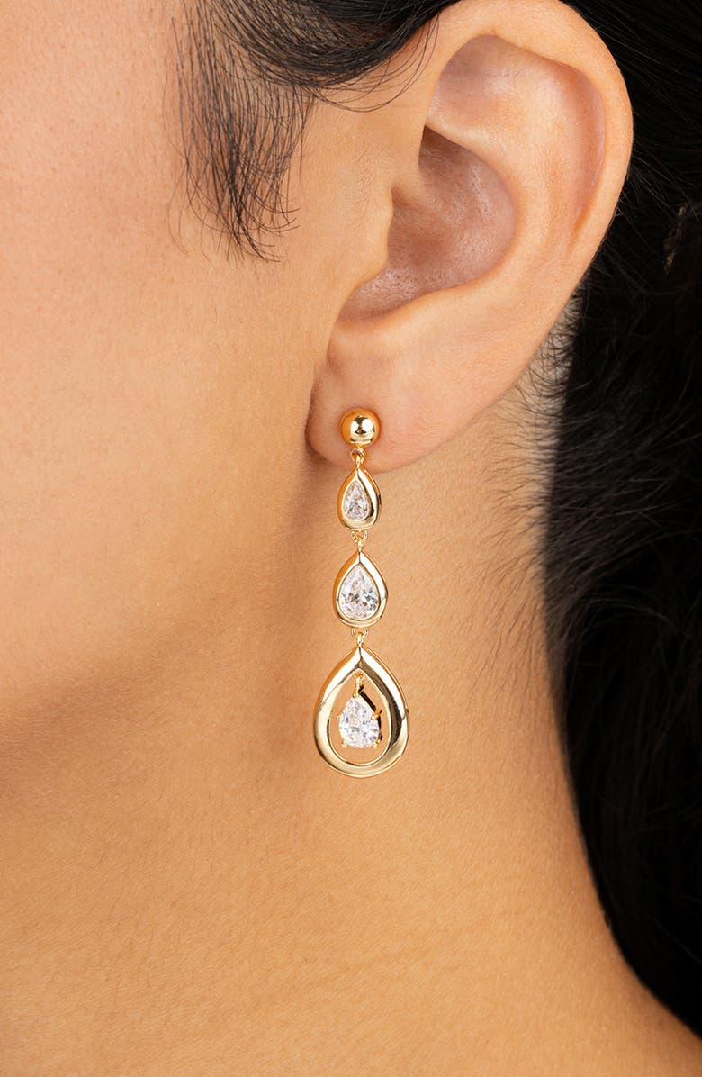 Sterling Forever Zara CZ Drop Earrings, Alternate, color, Gold