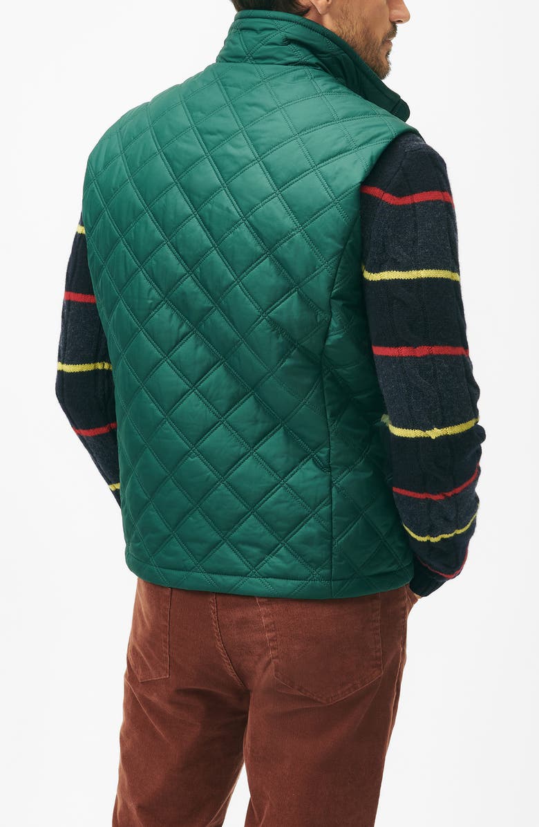 Brooks Brothers Paddock Water Repellent Diamond Quilted Vest, Alternate, color, Dark Green