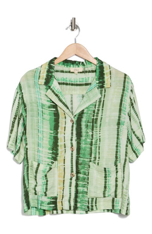ELAN ELAN NOTCHED COLLAR SHORT SLEEVE BUTTON-UP SHIRT 