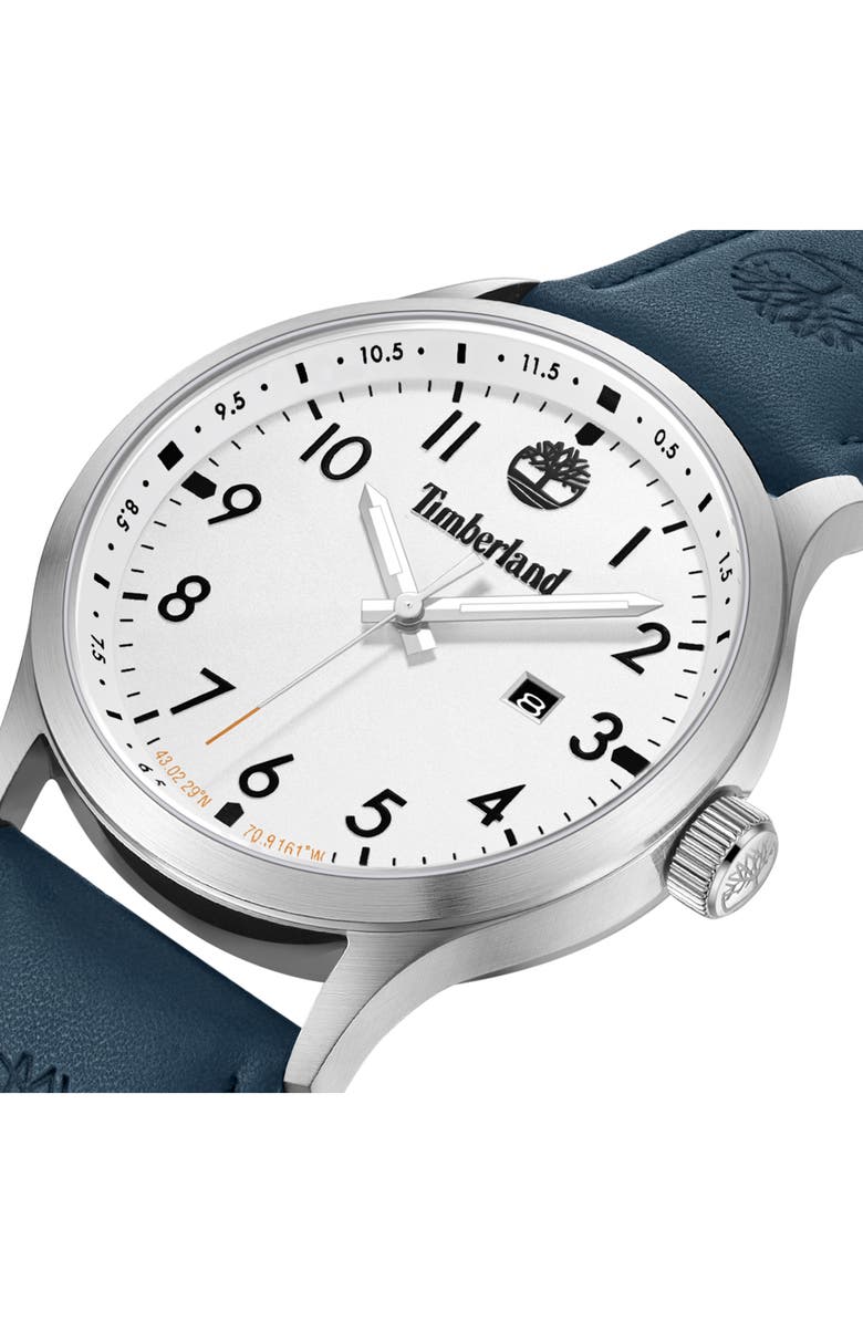 Timberland Leather Strap Watch, 45mm, Alternate, color, 