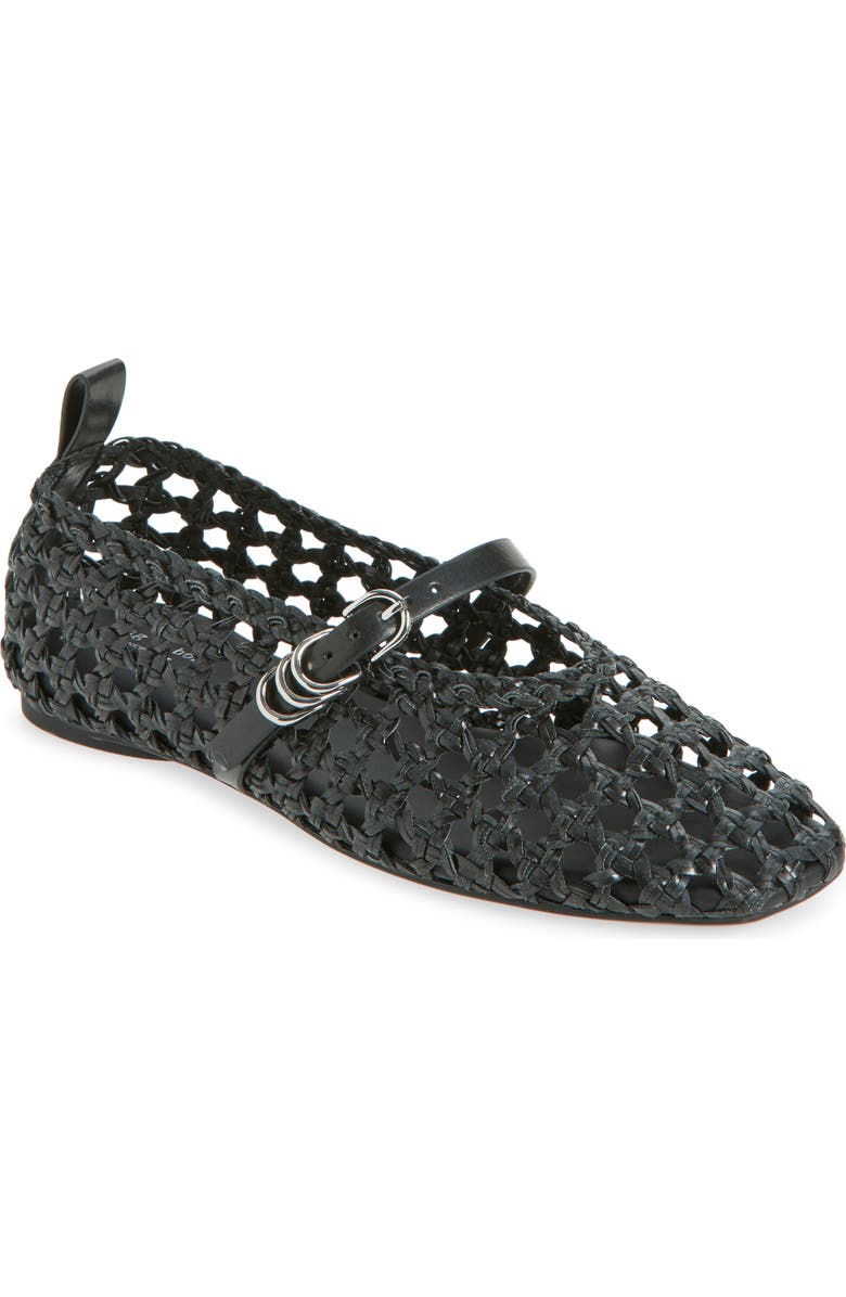 rag & bone Spire Woven Mary Jane Flat, Main, color, Black