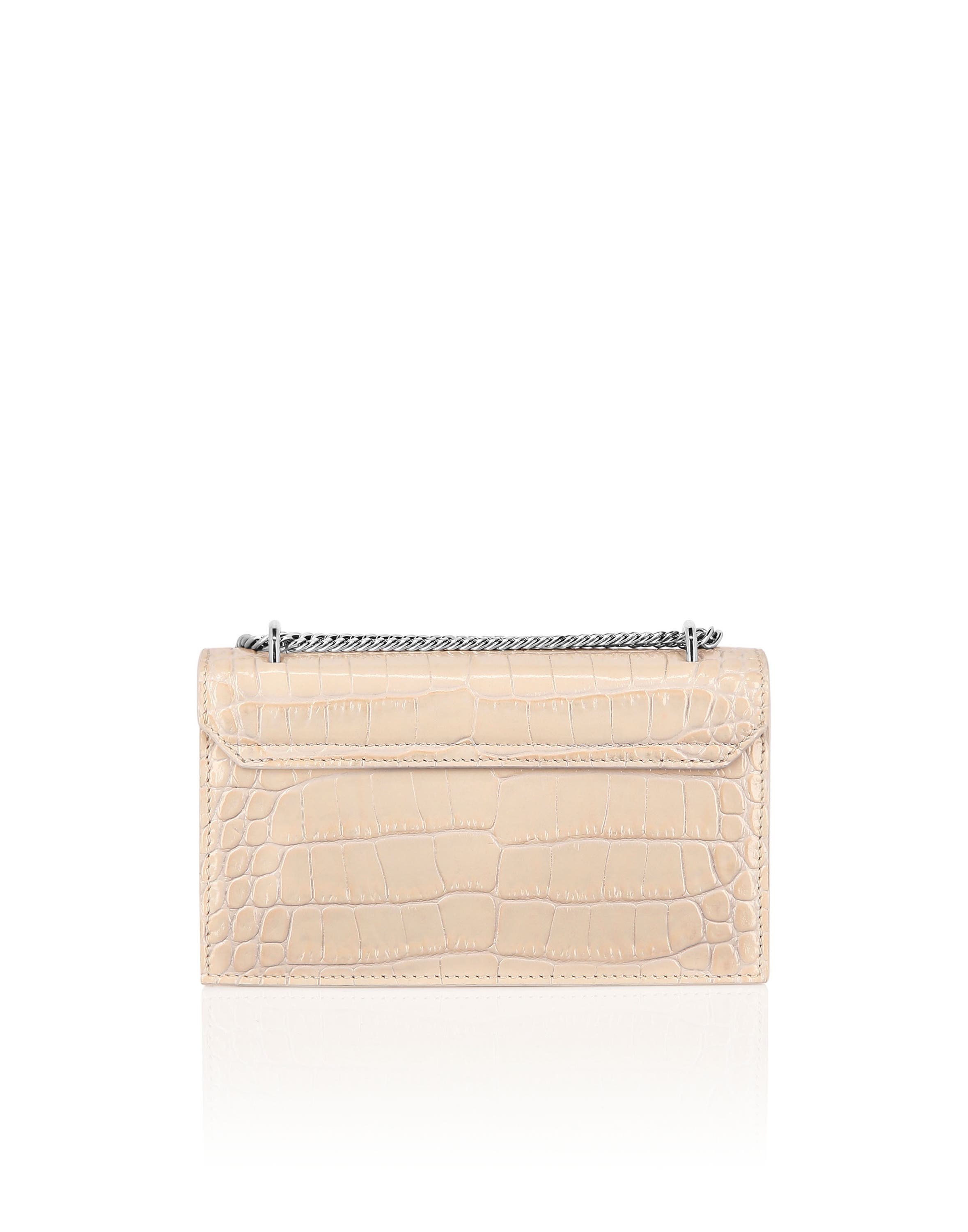 Croco Printed Leather Mini Bag Women, Alternate, color, beige