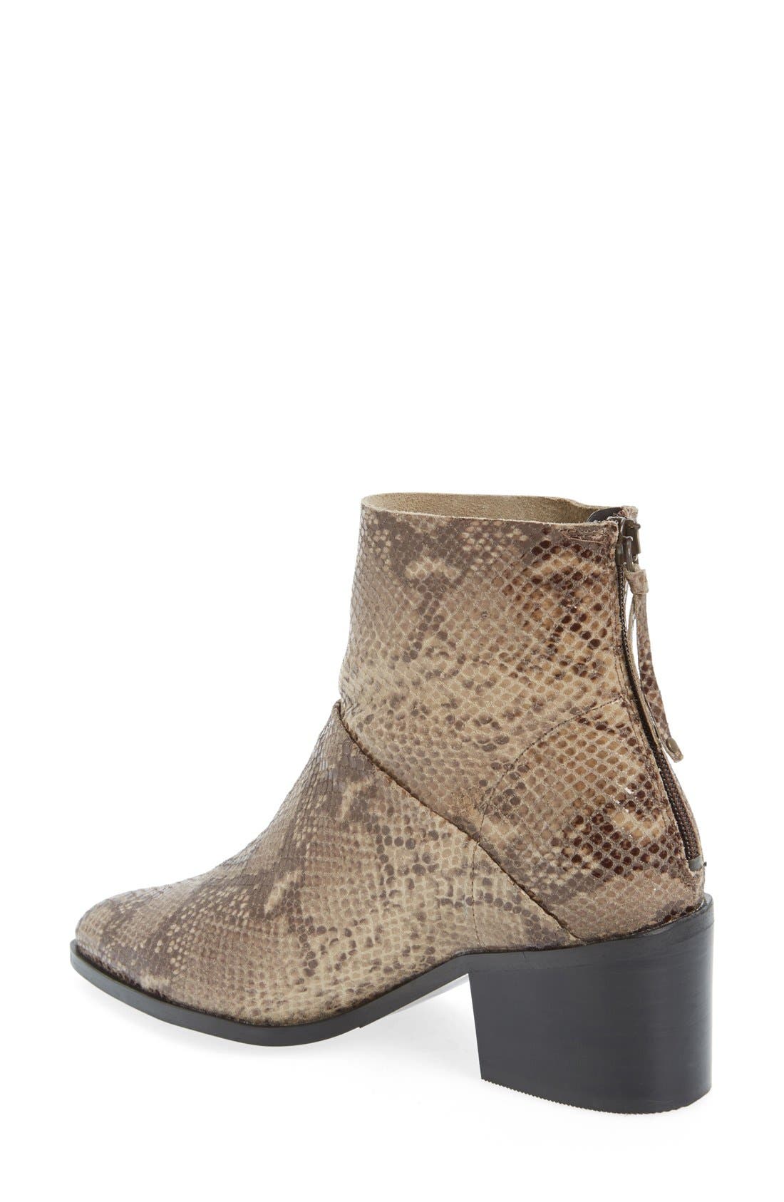 Topshop 'Midnight' Snake Embossed Ankle Boot, Alternate, color, 