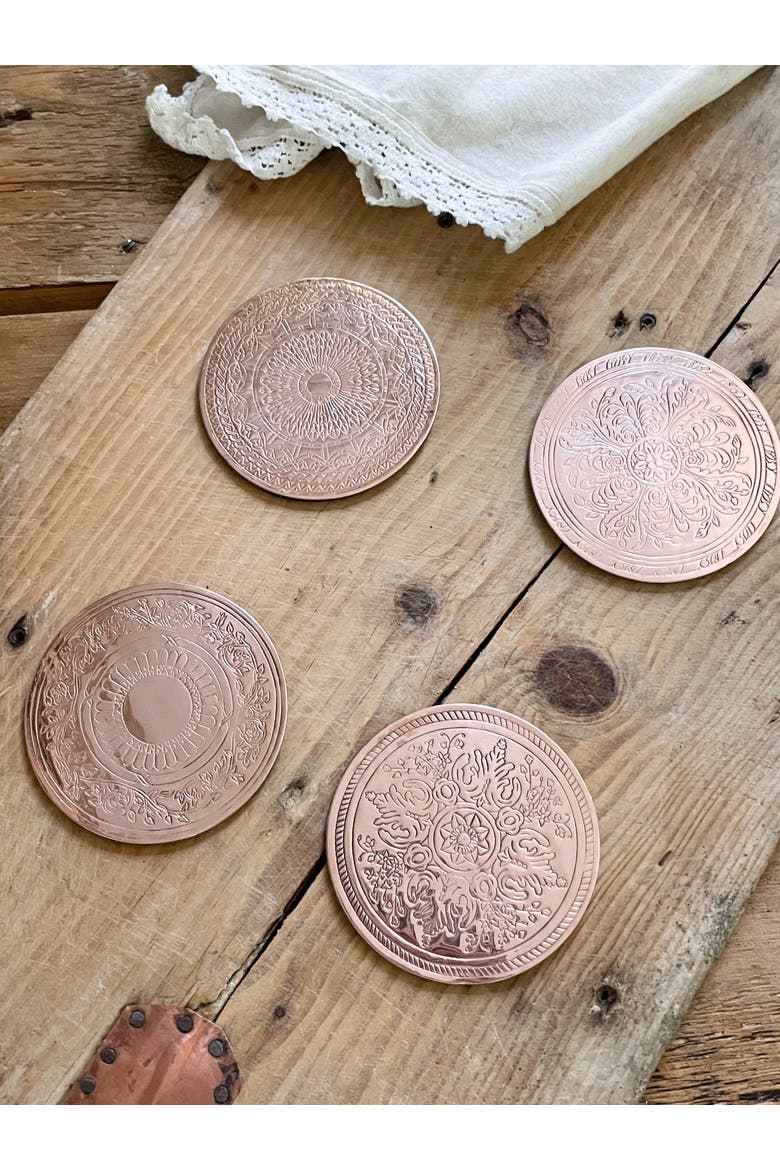 Vintage Inspired Copper Coasters Set, Alternate, color, Copper