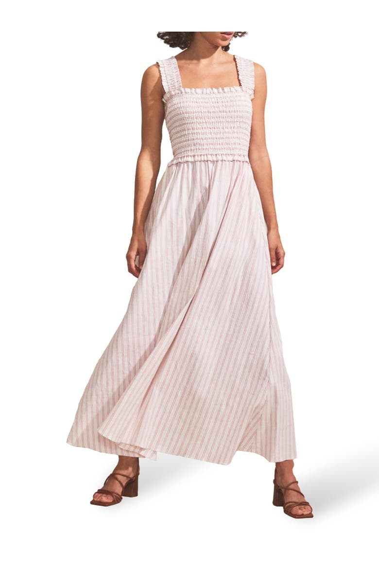 Stripe Shirred Dress, Alternate, color, Pink