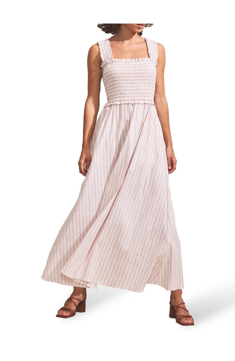 Ro&Zo Stripe Shirred Dress, Alternate, color, Pink