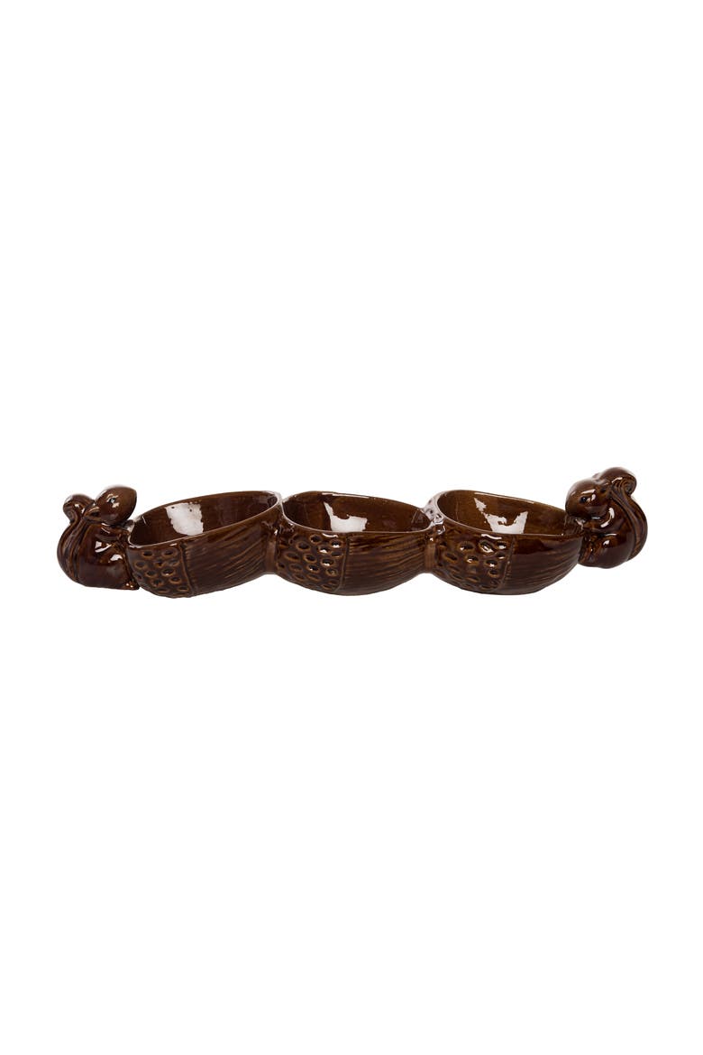 Brown Harvest Squirrel Acorn Bowl Decorative Ceramic Stoneware, Alternate, color, Brown