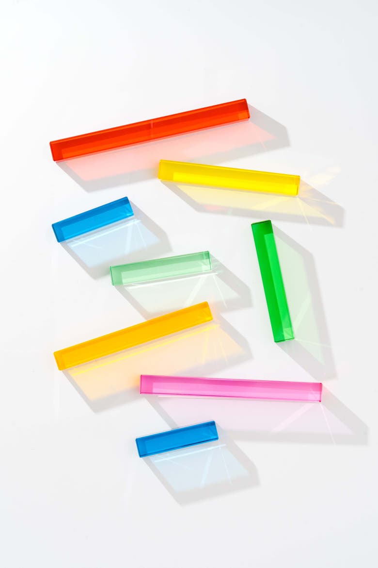 Millie Educational Acrylic Unit Building Blocks for Math - 19 Pieces, Alternate, color, Rainbow