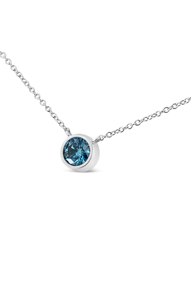 Haus of Brilliance 14K White Gold 1/2 Cttw Blue Lab Grown Diamond Bezel- Solitaire Pendant Necklace, Alternate, color, White