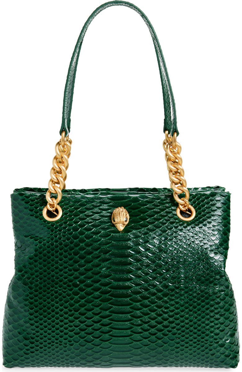 Kurt Geiger London Kensington Croc Embossed Leather Tote, Main, color, Dark Green