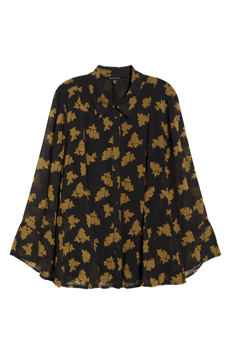 Universal Standard Chiffon Shirt, Alternate, color, Black/ Gold Heirloom