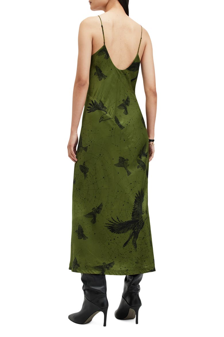 Melody Bird Print Midi Slipdress, Alternate, color, SPELL GREEN
