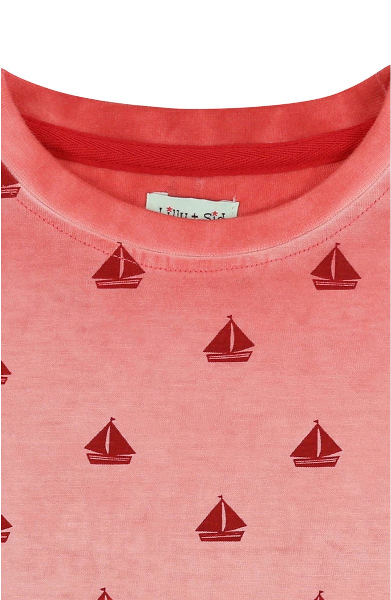 Lilly + Sid Organic Cotton Boat Print T-Shirt, Alternate, color, Red