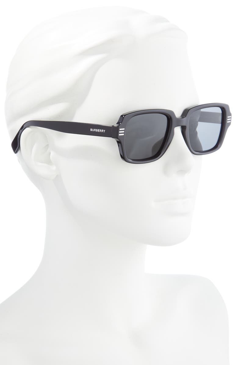 Burberry 51mm Rectangular Sunglasses, Alternate, color, Black