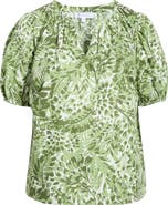 SUGARLIPS Irenan Leaf Gily Puff Sleeve Cotton Top