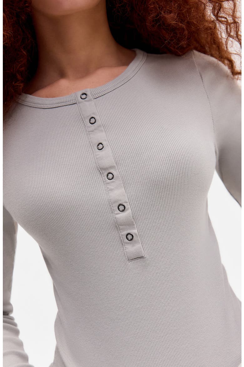 Drake Popper Cotton Henley, Alternate, color, GREY MARL