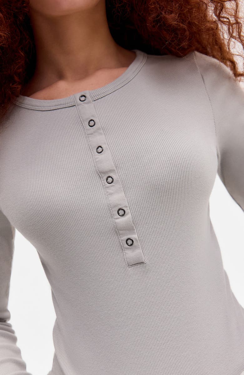 BDG Urban Outfitters Drake Popper Cotton Henley, Alternate, color, Grey Marl