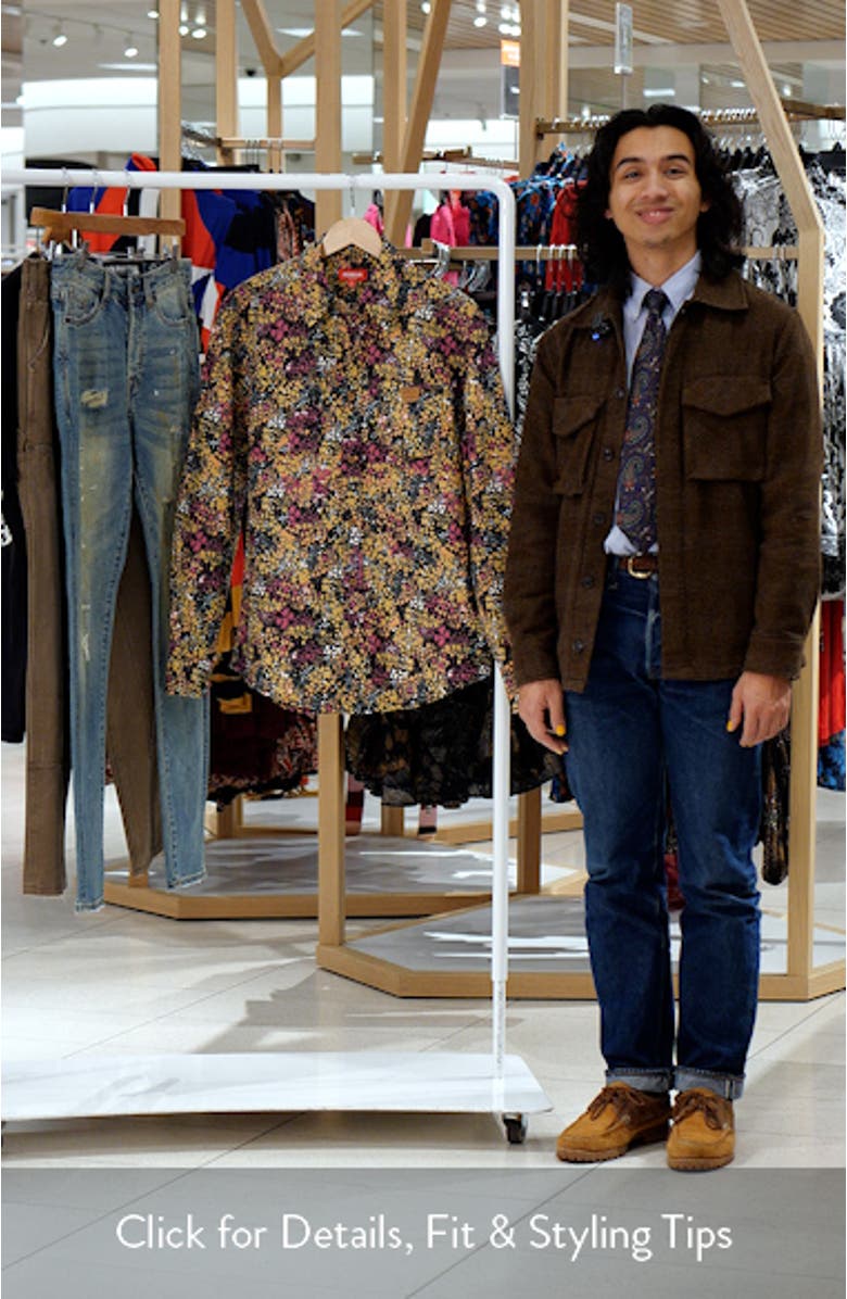 Free Spirit Print Corduroy Button-Up Shirt, sales video thumbnail