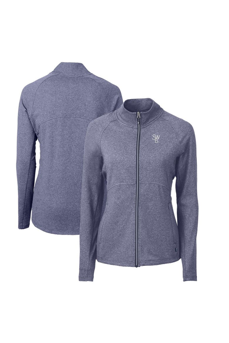 Women's Cutter & Buck Heather Navy Scranton Wilkes-Barre RailRiders Adapt Eco Knit Heather Recycled Full-Zip Jacket, Alternate, color, Heather Navy